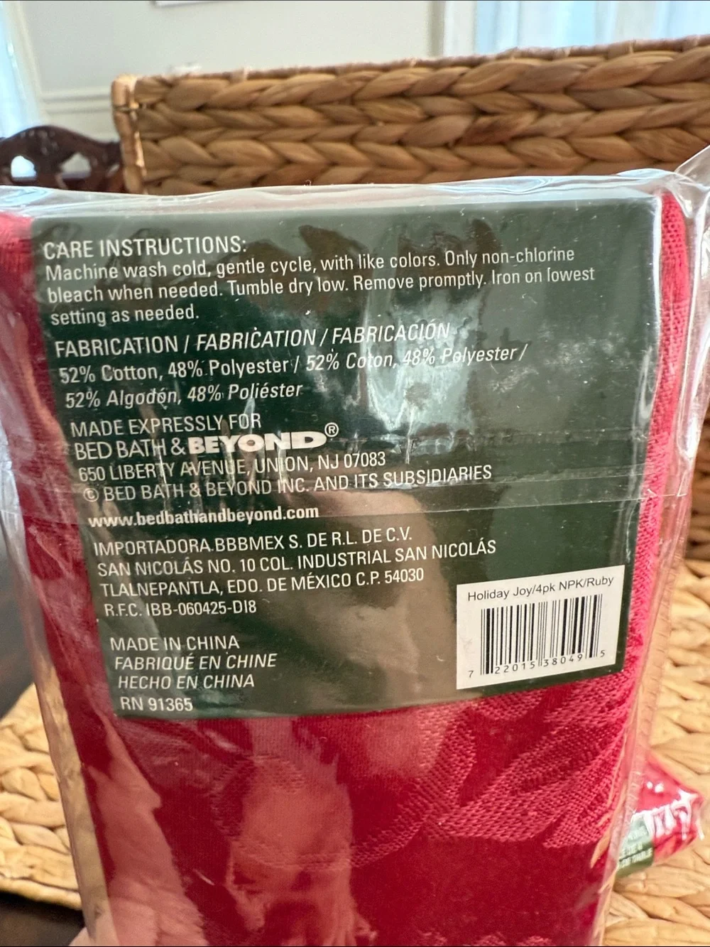 Bundle Red Holiday Tablecloth & 3 Napkin Sets - Pack of 4